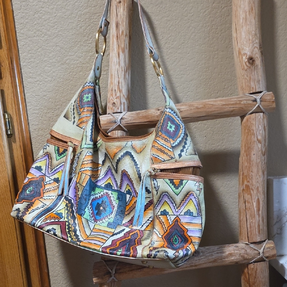 Magnifique Southwest Boho Chic Geometric Shoulder Bag - Multicolor